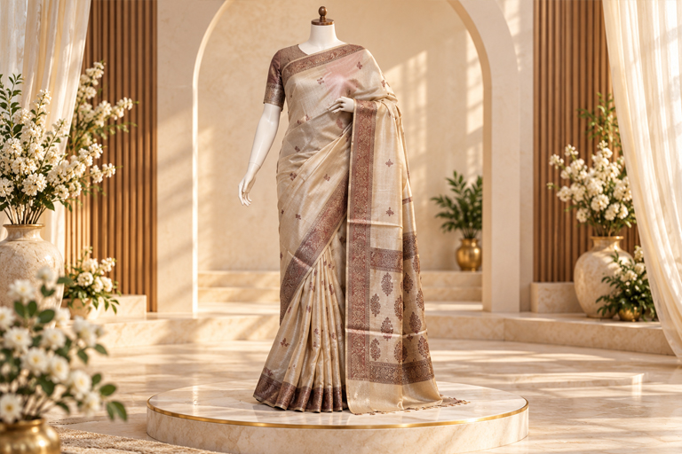 Tussar Moonga Silk Sarees