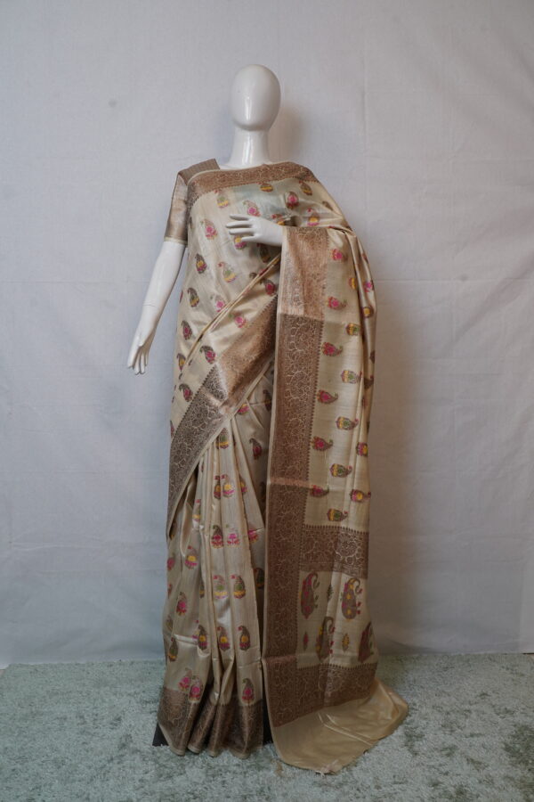 Tussar Monga Raw Silk Saree