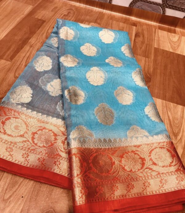 Linen kota sarees with jacquard boota design