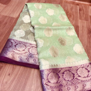 Linen kota sarees with jacquard boota design