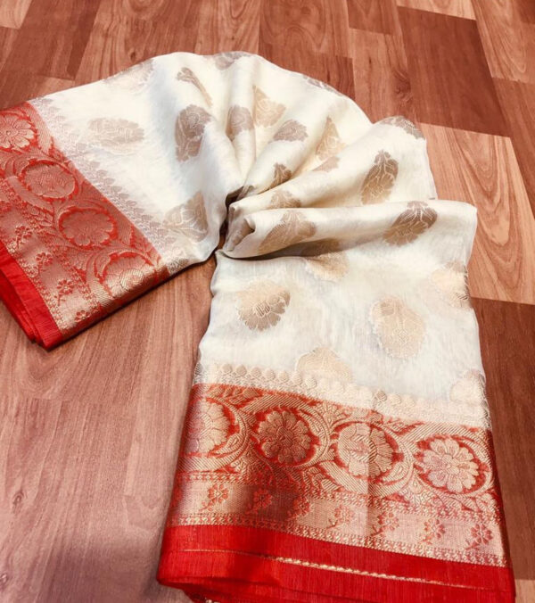 Linen kota sarees with jacquard boota design - Image 2