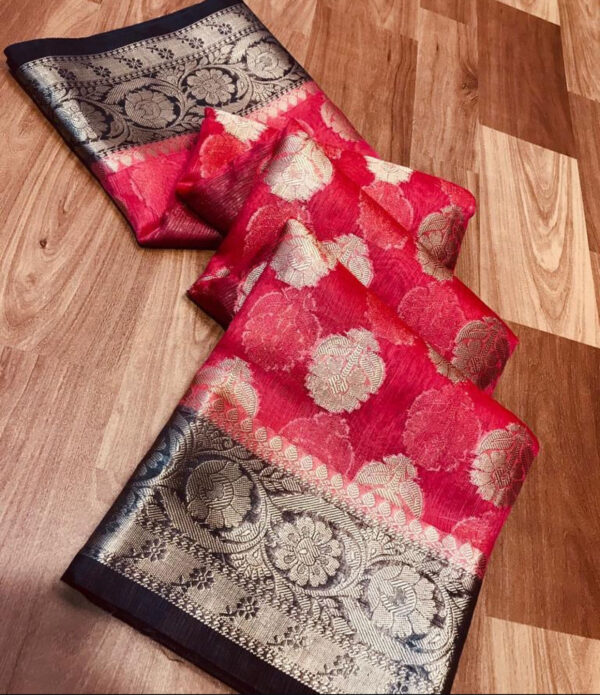 Linen kota sarees with jacquard boota design