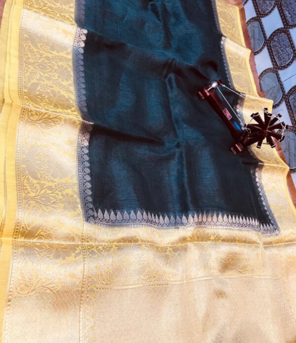 Linen kota sarees with jacquard boota design - Image 2