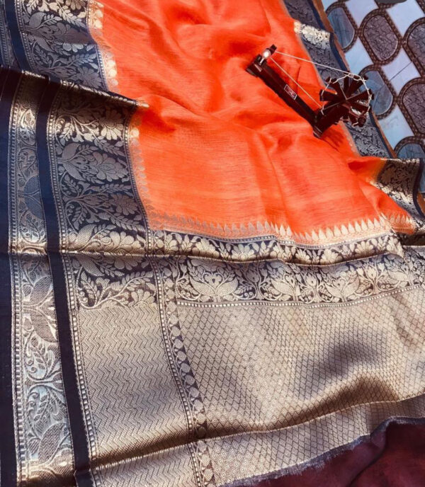 Linen kota sarees with jacquard boota design