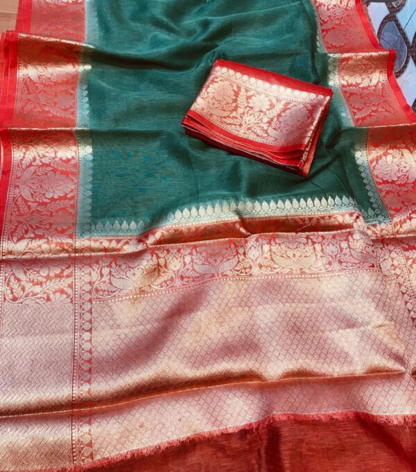 Linen kota sarees with jacquard boota design